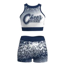 youth blue and gold crop top cheer uniform
