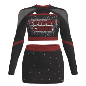 two piece black adult cheer uniforms