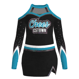 long sleeve blue female cheerleader costume