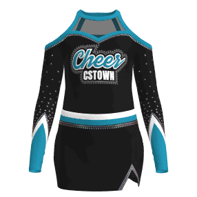 long sleeve blue female cheerleader costume