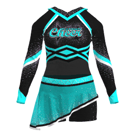 wholesale black and green modest cheer uniforms