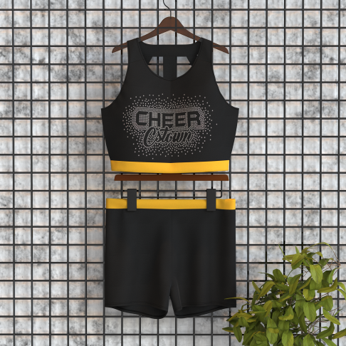 youth blue and yellow cheer uniform,midriff cheerleading uniforms yellow 1