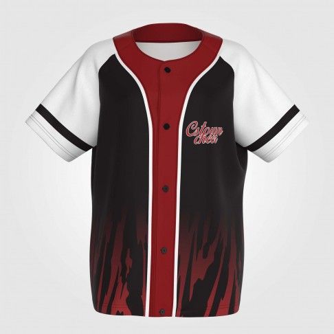 custom sublimated black jersey baseball shirts red 2