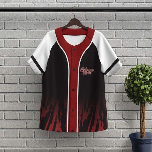 custom sublimated black jersey baseball shirts red 0