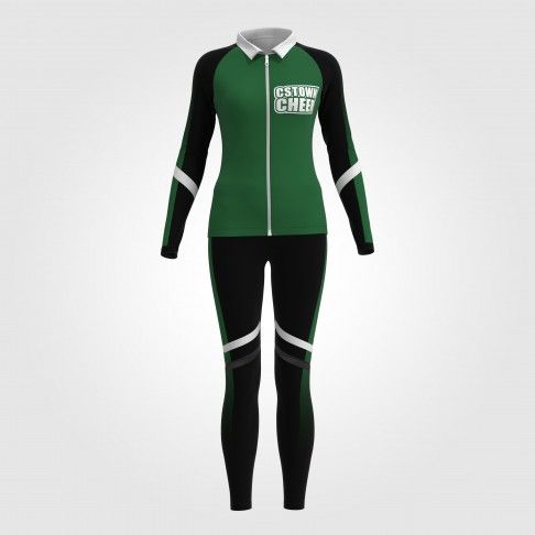 cheer warm up sets, jacket and pants green 2
