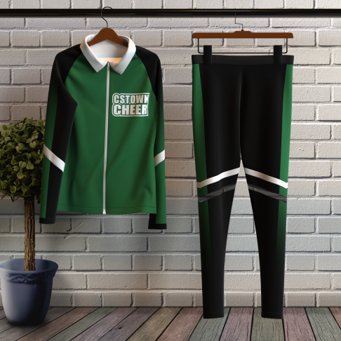 cheer warm up sets, jacket and pants green 0