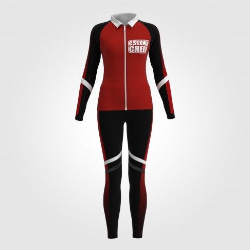 cheer warm up sets, jacket and pants red 2