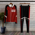 cheer warm up sets, jacket and pants red