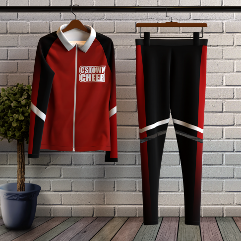 cheer warm up sets, jacket and pants red 0