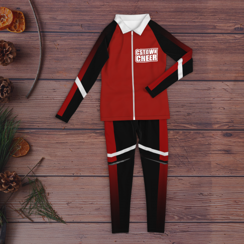 cheer warm up sets, jacket and pants red 1