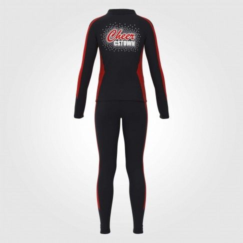 custom cheerleading warm up suits black 3