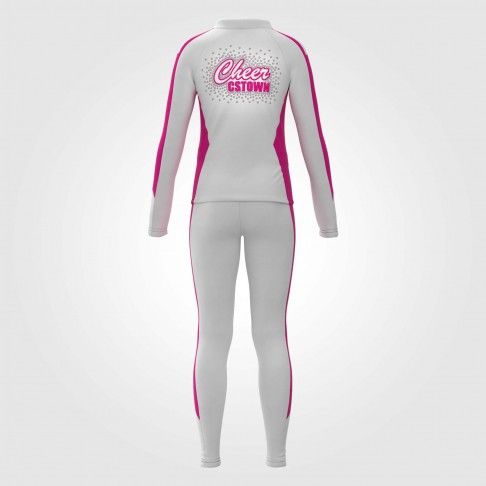 custom cheerleading warm up suits white 3