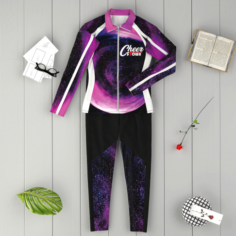 custom youth cheer warm up suits purple 1