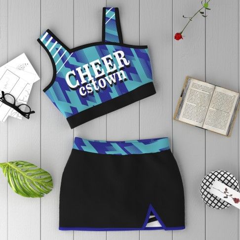 youth green cheer practice outfits blue 6