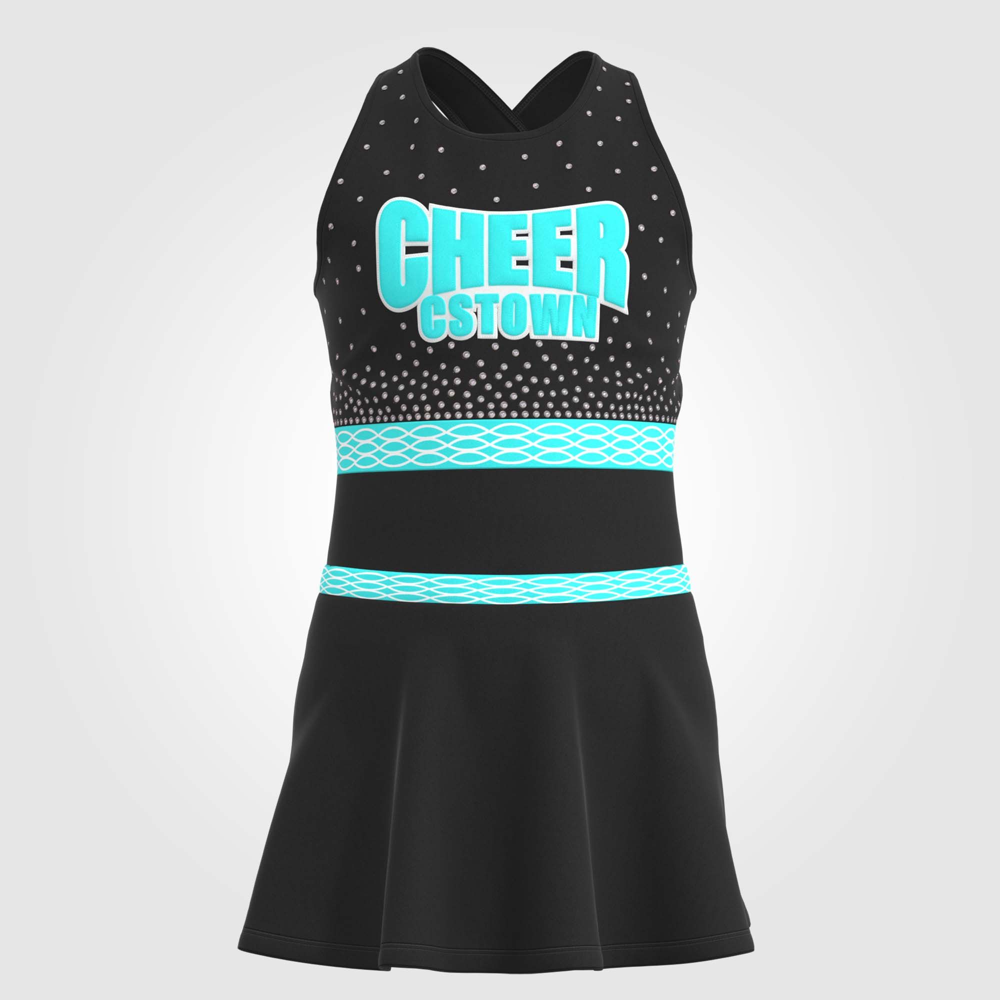 discount light blue youth two piece cheerleader top costume