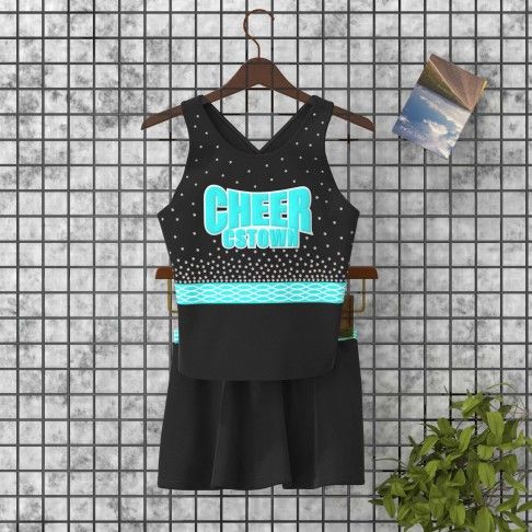 discount light blue youth two piece cheerleader top costume black 0