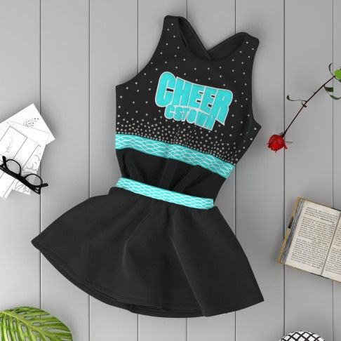 discount light blue youth two piece cheerleader top costume black 1