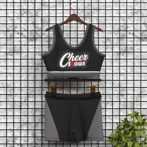 youth black and red cheer athletics practice wear grey 0