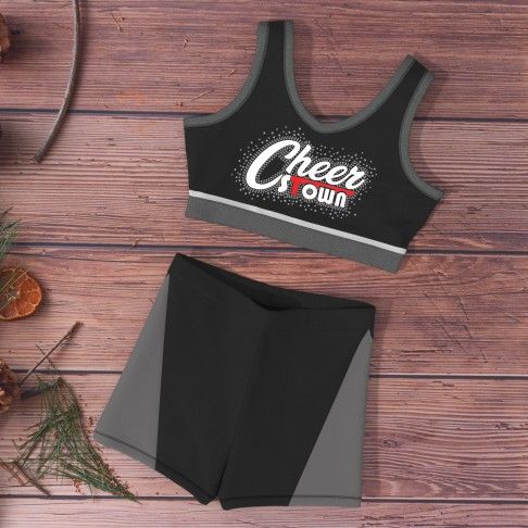 youth black and red cheer athletics practice wear grey 1