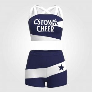elementary blue and white vintage cheerleader outfit