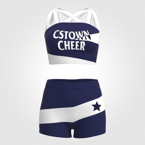 elementary blue and white vintage cheerleader outfit blue 2