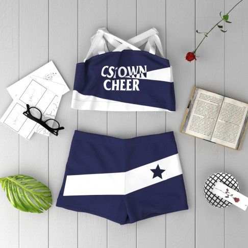 elementary blue and white vintage cheerleader outfit blue 1