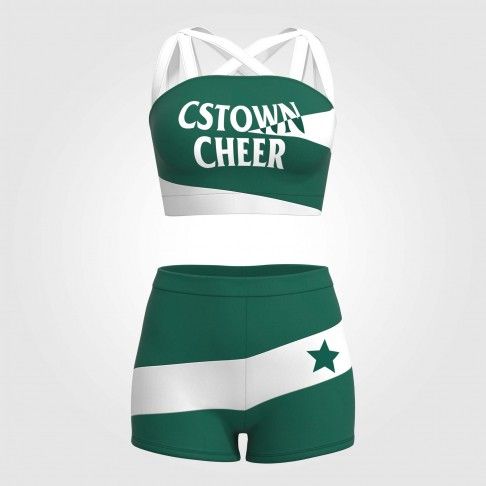 elementary blue and white vintage cheerleader outfit green 2