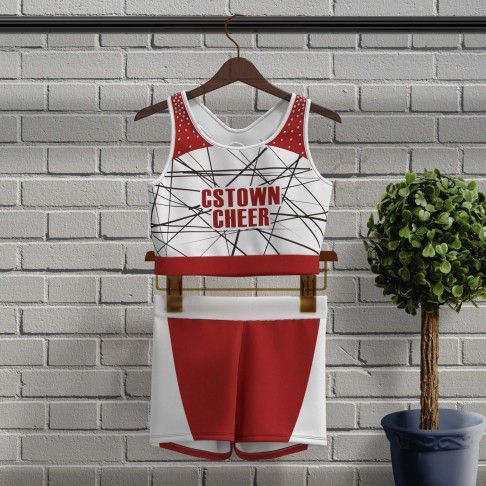 plus size red and white guy cheer uniforms red 0