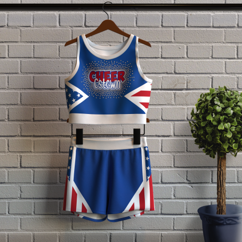 male red and white plus size cheer uniforms blue 0