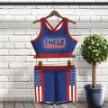 blue and white sublimated practice cheerleading uniforms blue
