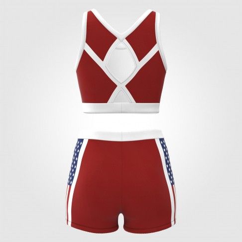 blue and white sublimated practice cheerleading uniforms red 3