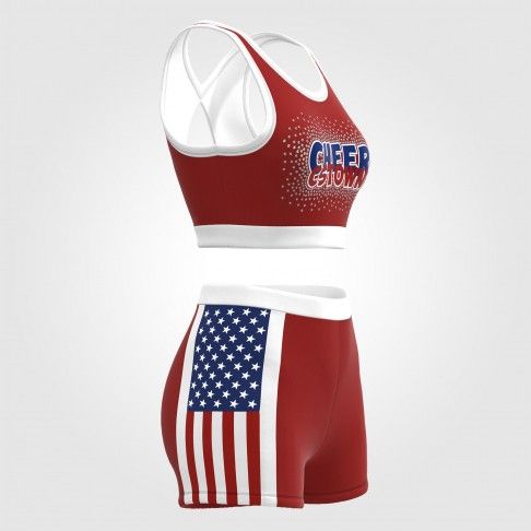 blue and white sublimated practice cheerleading uniforms red 5