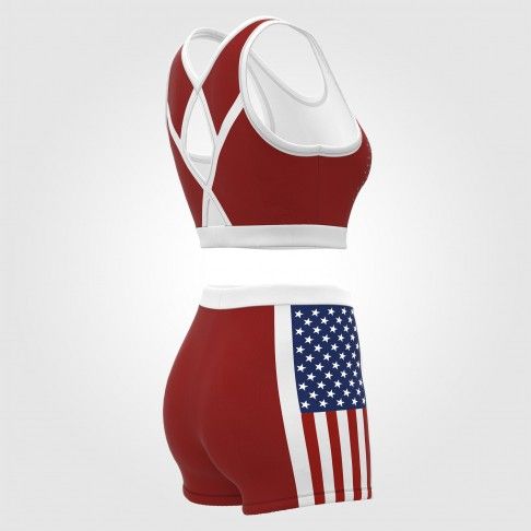 blue and white sublimated practice cheerleading uniforms red 6