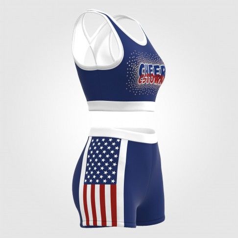 blue and white sublimated practice cheerleading uniforms white 5