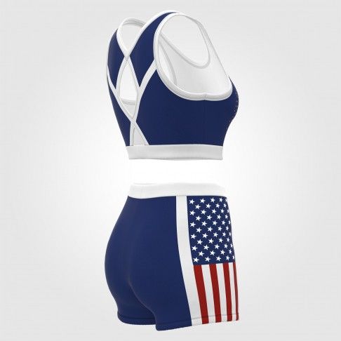 blue and white sublimated practice cheerleading uniforms white 6