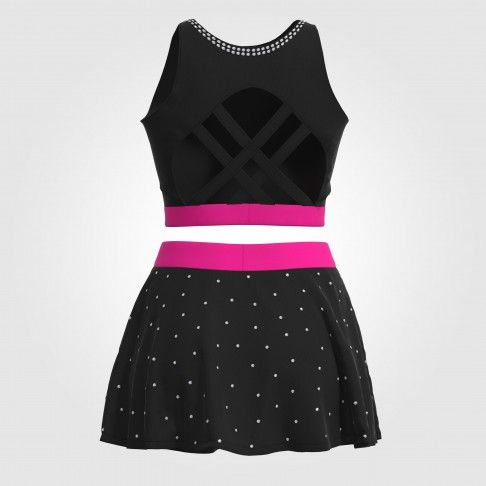youth pink crop top all star cheer uniforms black 3