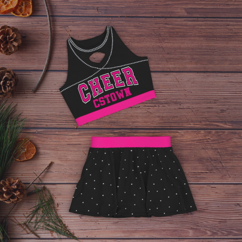 youth pink crop top all star cheer uniforms black 1