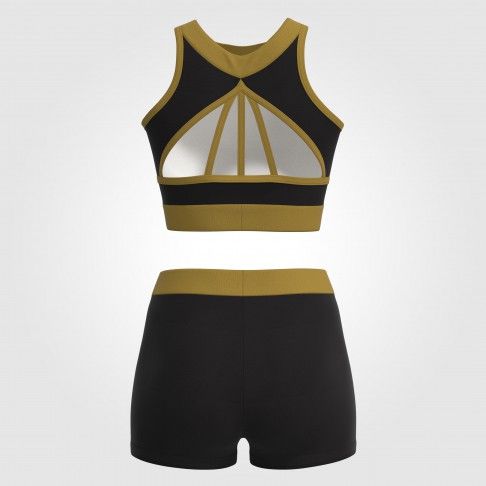 youth blue and gold crop top cheer uniform black 3
