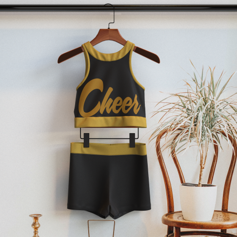 youth blue and gold crop top cheer uniform black 1