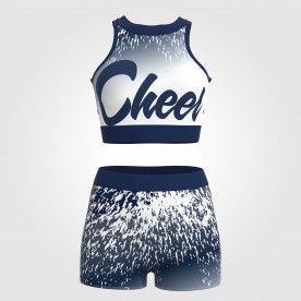 youth blue and gold crop top cheer uniform
