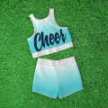 youth blue and gold crop top cheer uniform green