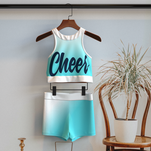 youth blue and gold crop top cheer uniform green 1