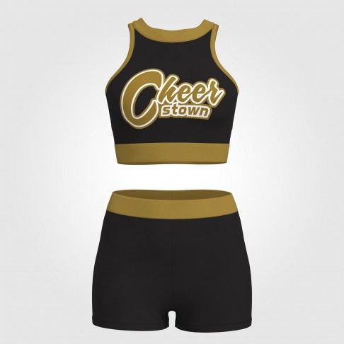 youth blue and gold crop top cheer uniform black 0