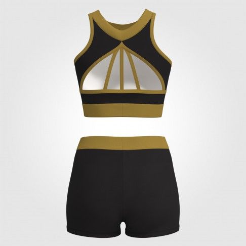 youth blue and gold crop top cheer uniform black 1