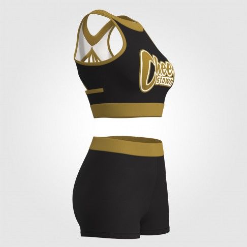 youth blue and gold crop top cheer uniform black 3