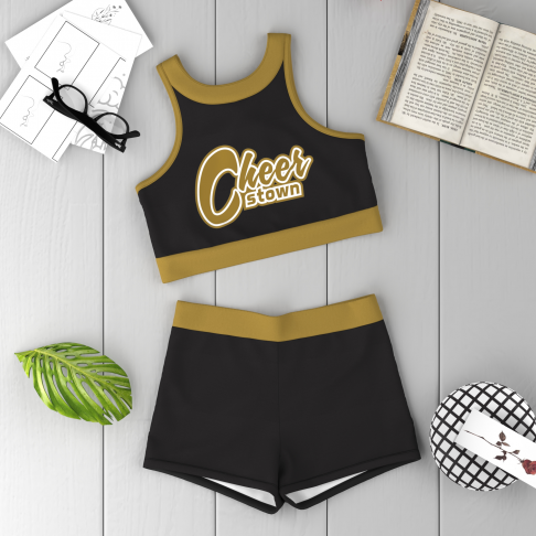 youth blue and gold crop top cheer uniform black 6