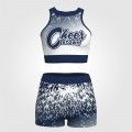 youth blue and gold crop top cheer uniform blue