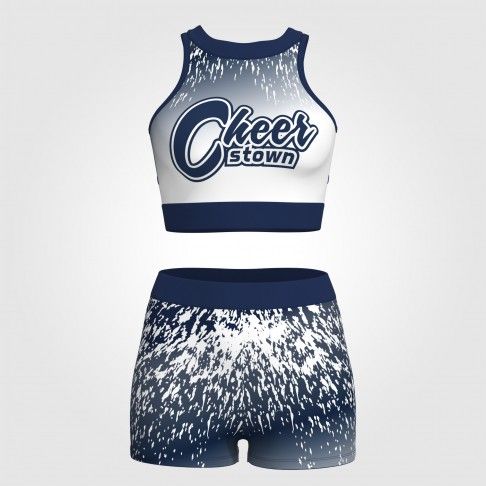 youth blue and gold crop top cheer uniform blue 0