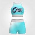 youth blue and gold crop top cheer uniform green