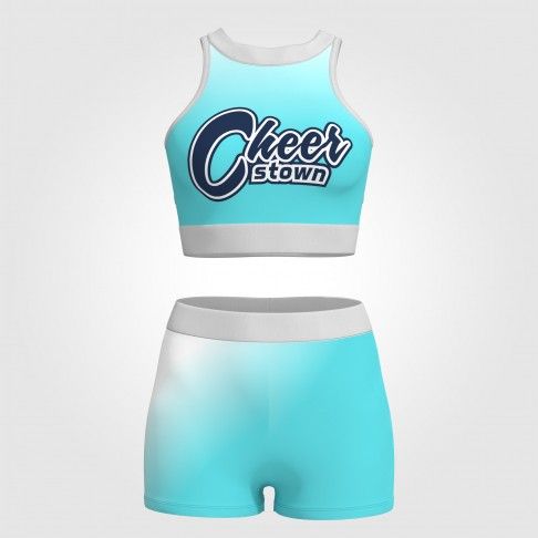youth blue and gold crop top cheer uniform green 0